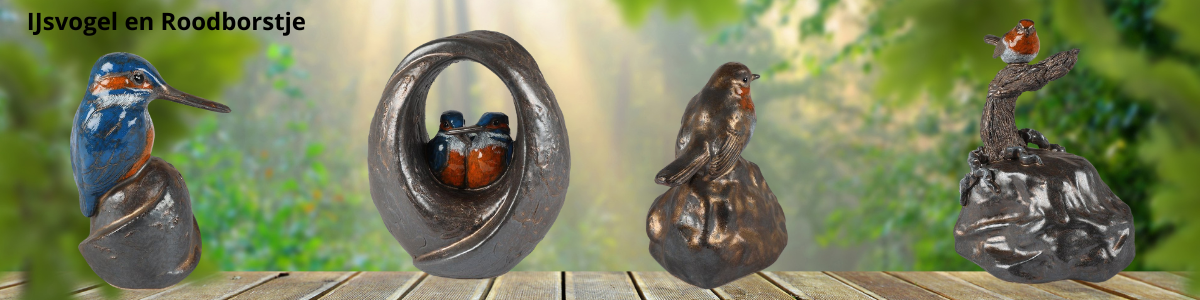 IJsvogel en roodborst urnen van keramiek